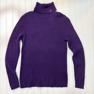 Vintage 2000s Y2K Ralph Lauren Ribbed Turtleneck Sweater Purple